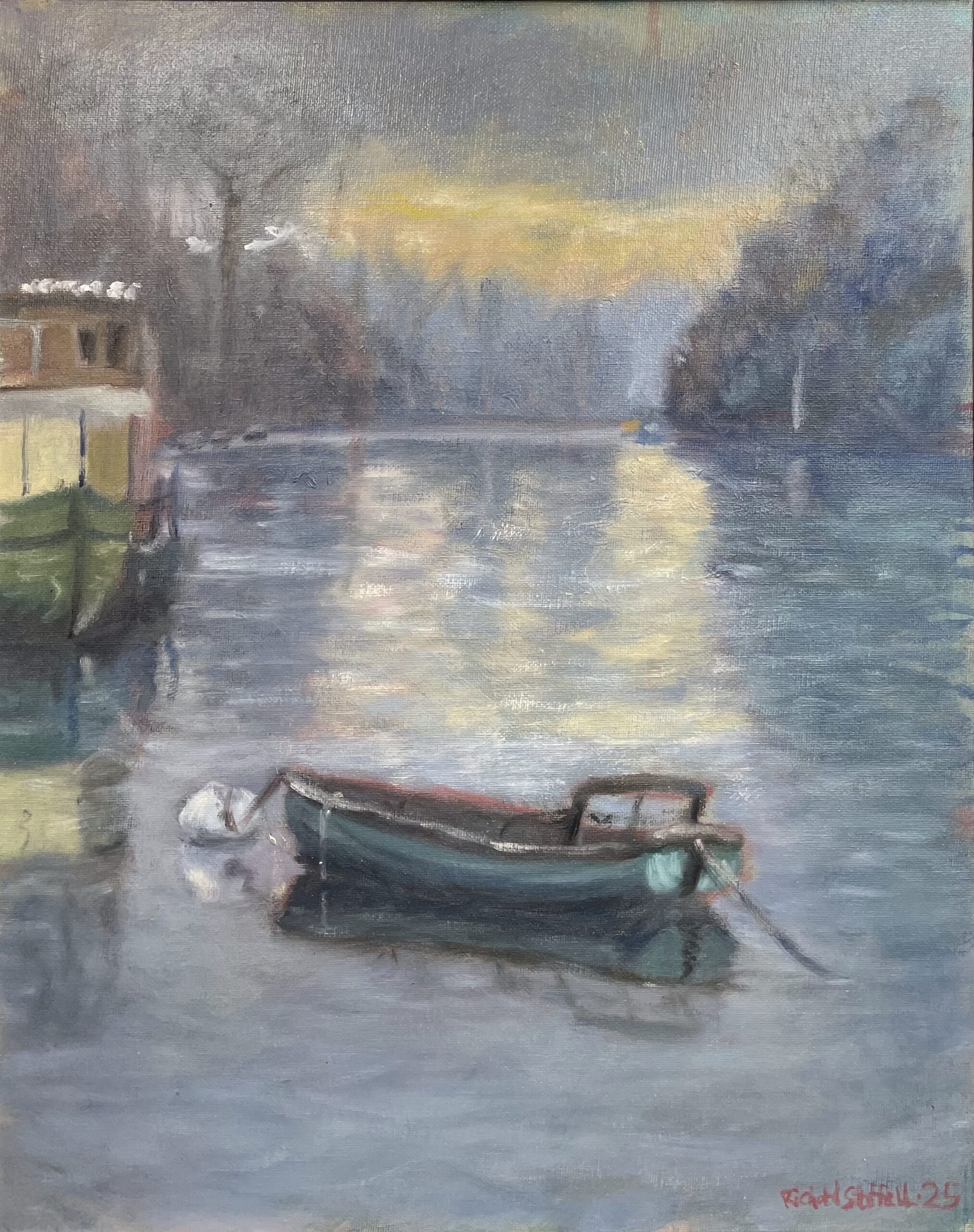 Skiff on Thames at dawn