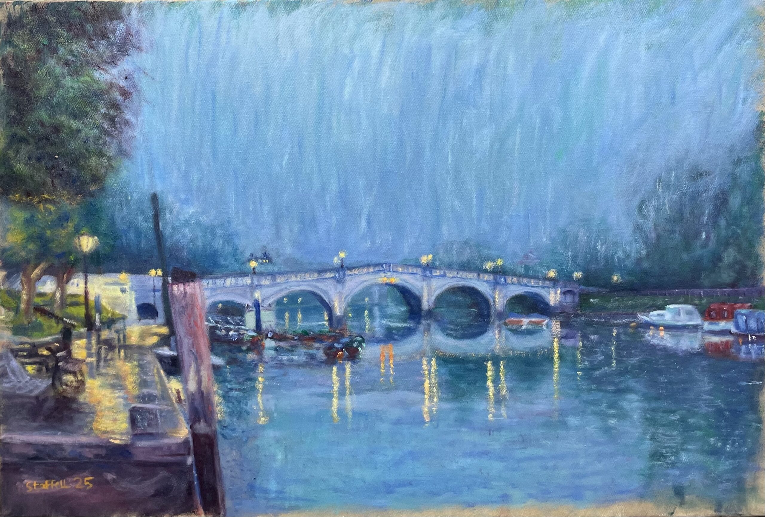 Richmond bridge summer rain reflections
