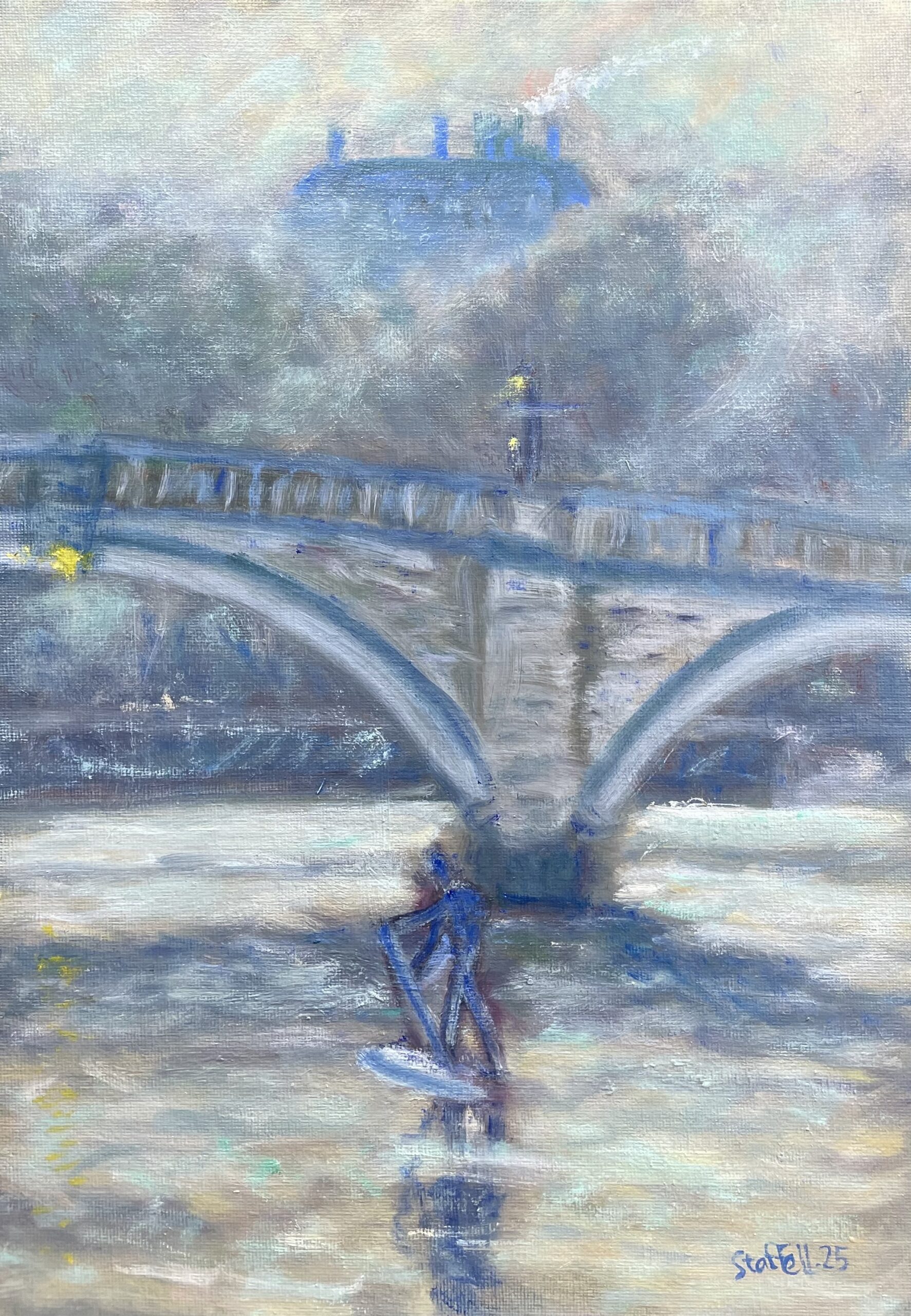 Paddle boarding in the mist